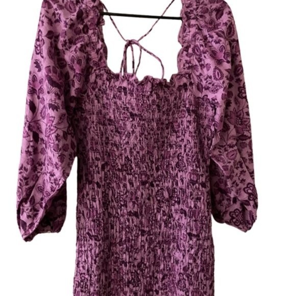 NWT  Free People  "Smock It to Me"  Long Sleeve Mini dress  Purple   Size M - Picture 5 of 5